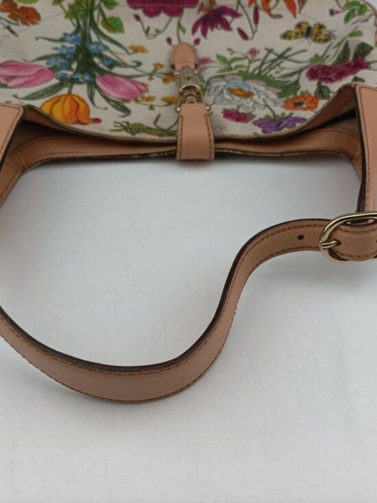 Gucci Flora Jackie Hobo White Multicolor Canvas Leather - Picture 14 of 16